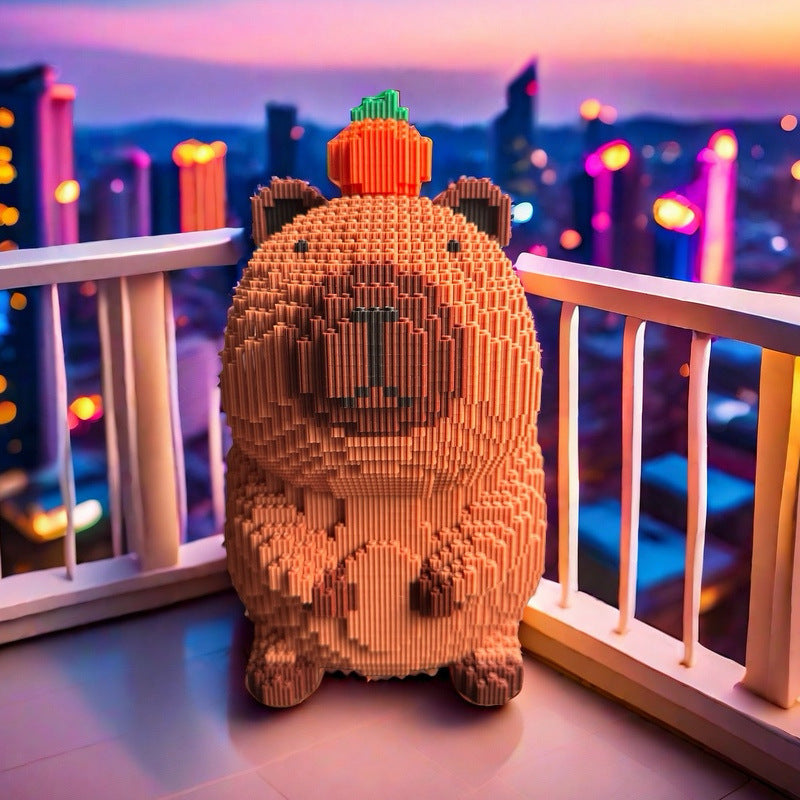 小颗粒积木批发地摊兼容乐高儿童益智拼装摆件卡皮巴拉立体小玩具